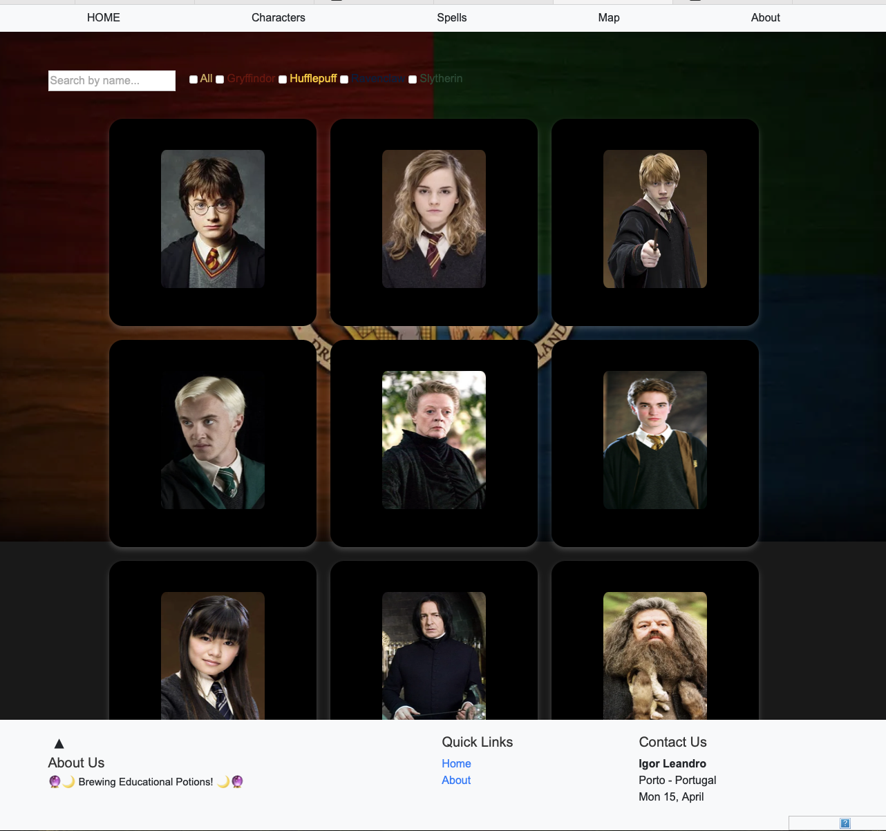 Harry Potter Fandom web app screenshot